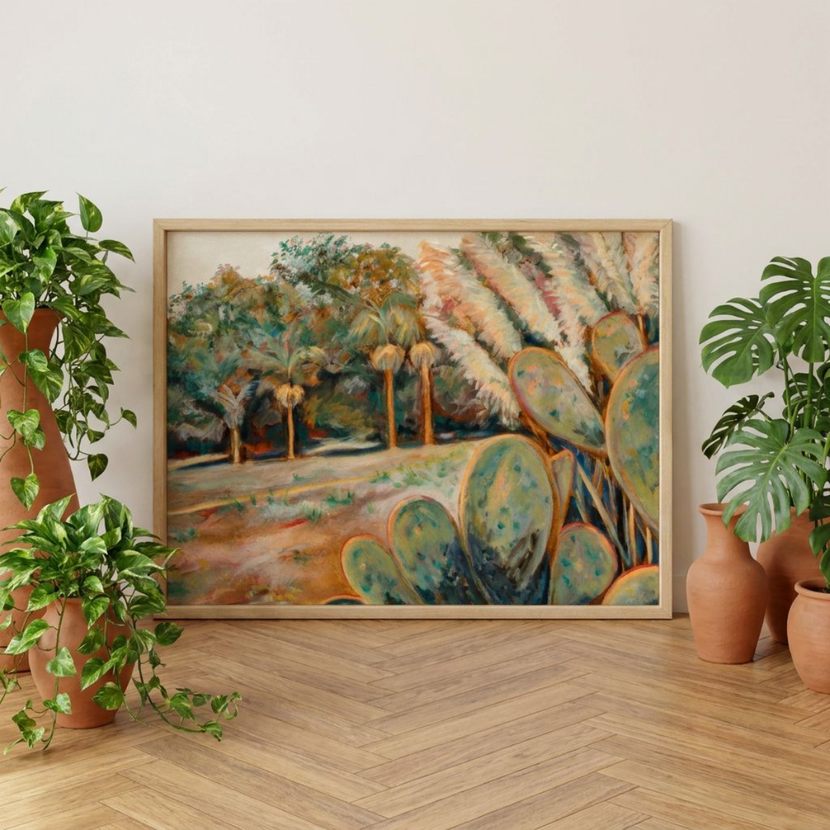 Desert Cactus Canvas Landscape Painting Print Colorful Nature Wall Art Home Decor Modern Fine Art Abstract Gift Idea for Art Lovers Large