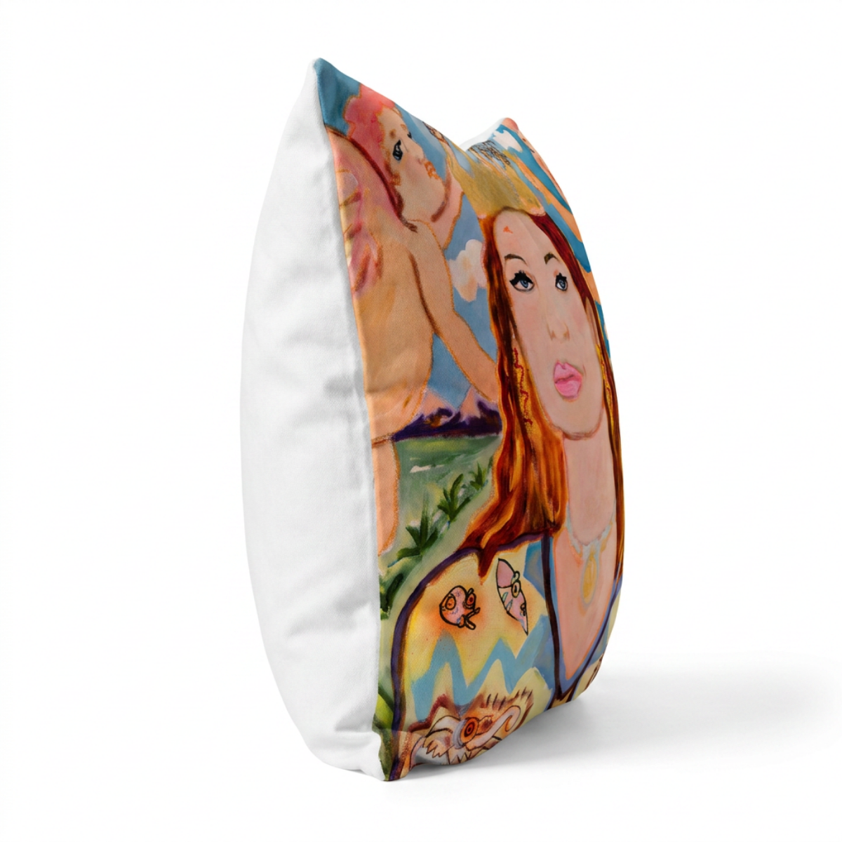 Cotton Pillow Woman Queen Painting Portrait Print Colorful Modern Home Décor Fine Art Gift Idea for Housewarming Abstract Throw Accent