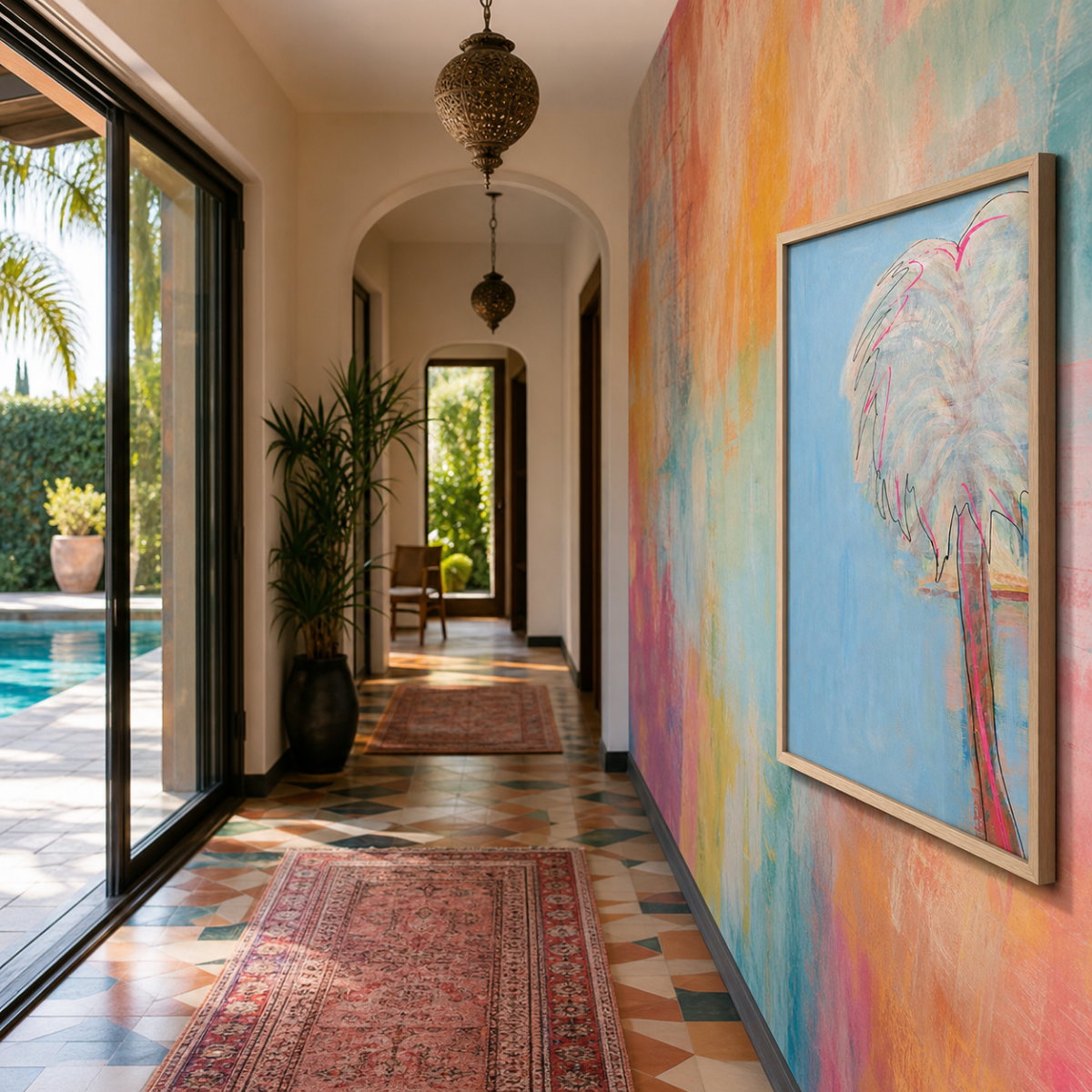 Palm Tree Canvas Modern Wall Art Colorful Home Décor Fine Art Painting Print Poster Gift Idea for Art Lover Nature Abstract Landscape Move