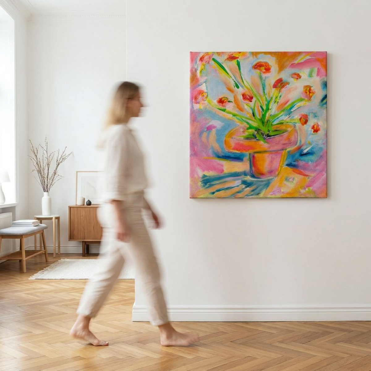 Floral Canvas Painting Print Colorful Modern Wall Art Home Décor Fine Art Flowers Abstract Gift Idea for Art Lovers Nature Custom Redecorate