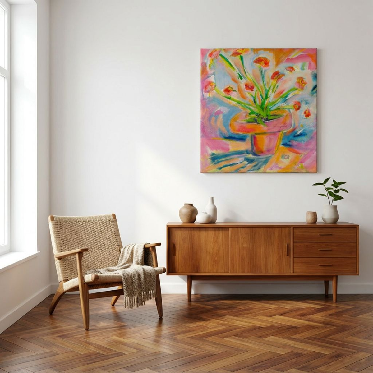 Floral Canvas Painting Print Colorful Modern Wall Art Home Décor Fine Art Flowers Abstract Gift Idea for Art Lovers Nature Custom Redecorate