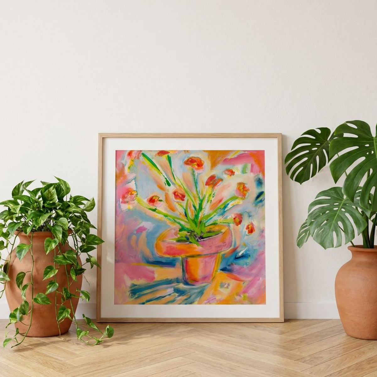 Floral Canvas Painting Print Colorful Modern Wall Art Home Décor Fine Art Flowers Abstract Gift Idea for Art Lovers Nature Custom Redecorate
