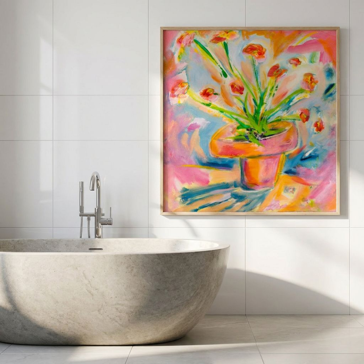 Floral Canvas Painting Print Colorful Modern Wall Art Home Décor Fine Art Flowers Abstract Gift Idea for Art Lovers Nature Custom Redecorate