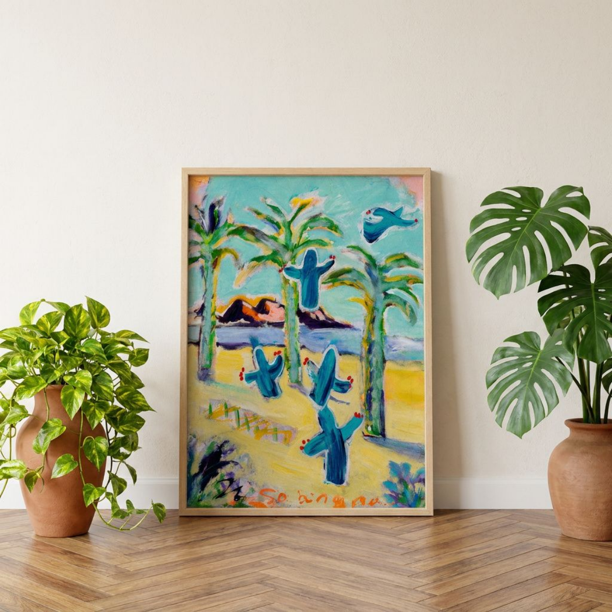 Desert Cactus Canvas Painting Print Modern Wall Art Colorful Home Décor Fine Art Gift Idea for Art Lovers Nature Custom Abstract Landscape