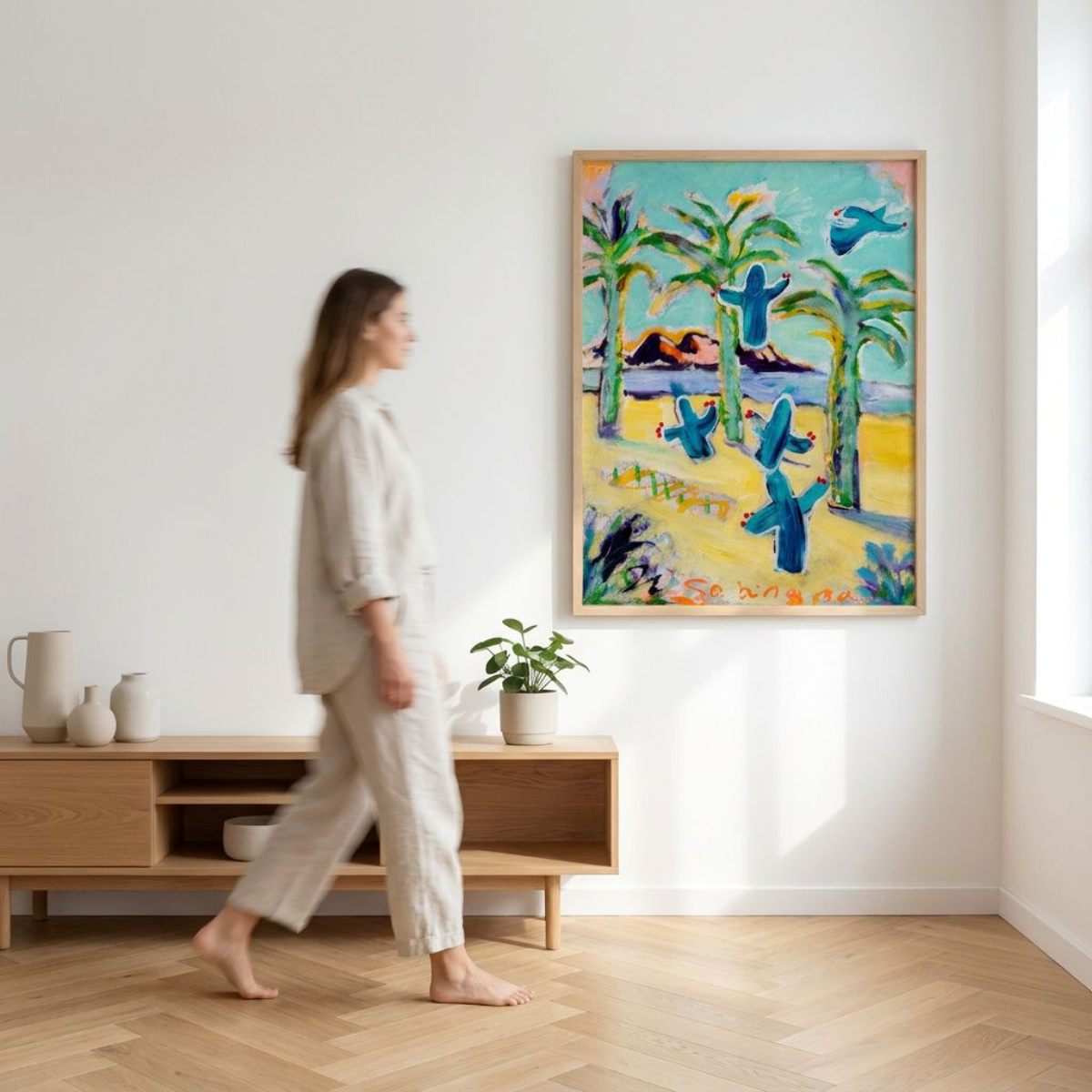 Desert Cactus Canvas Painting Print Modern Wall Art Colorful Home Décor Fine Art Gift Idea for Art Lovers Nature Custom Abstract Landscape