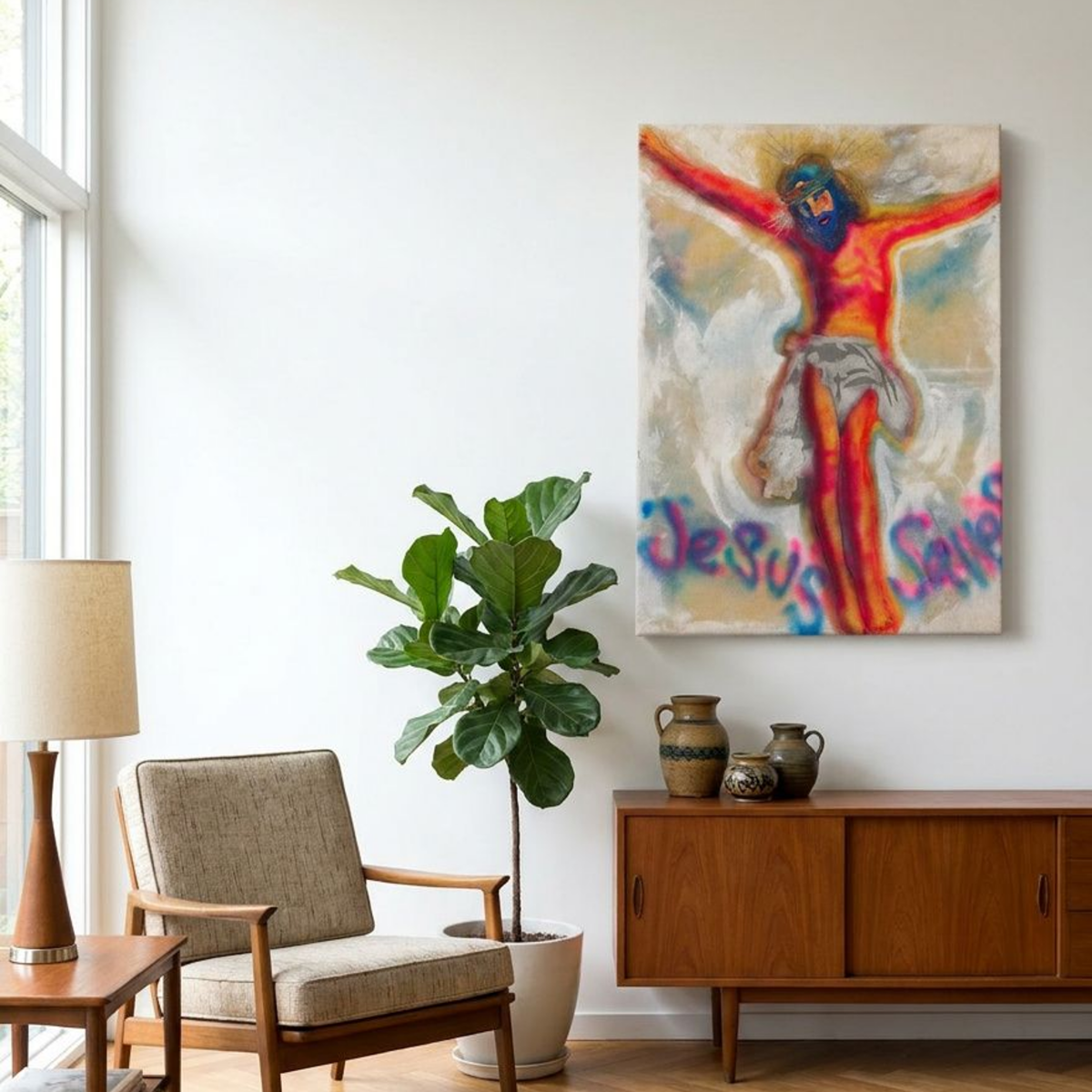 Jesus Canvas Christian Modern Wall Art Colorful Home Décor Fine Art Painting Gift Idea for Art Lovers Custom Religious Redecorate Move Large