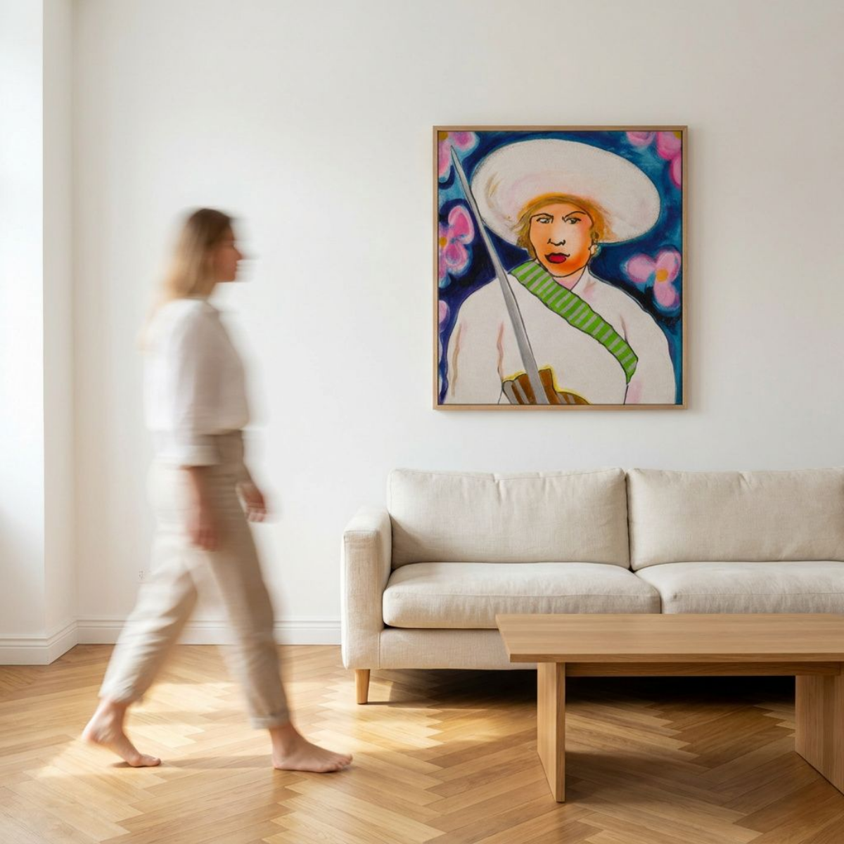 Woman Canvas Painting Portrait Print Colorful Modern Wall Art Home Décor Fine Art Gift Idea for Art Lover Nature Large Abstract Hispanic