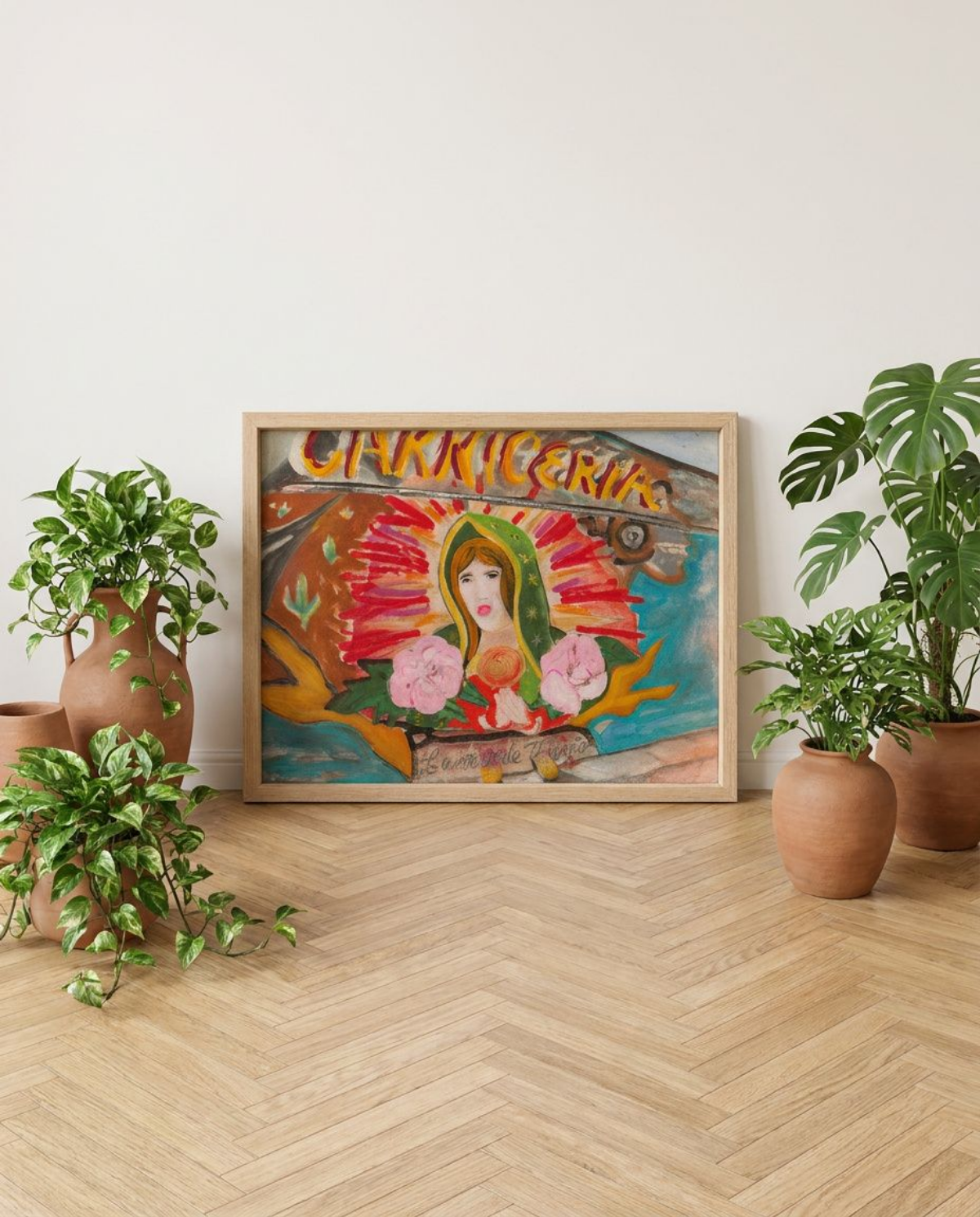 Madonna Canvas Religious Painting Print Colorful Modern Wall Art Mary Home Décor Fine Art Gift Idea for Art Lovers Christian Large Redecorate