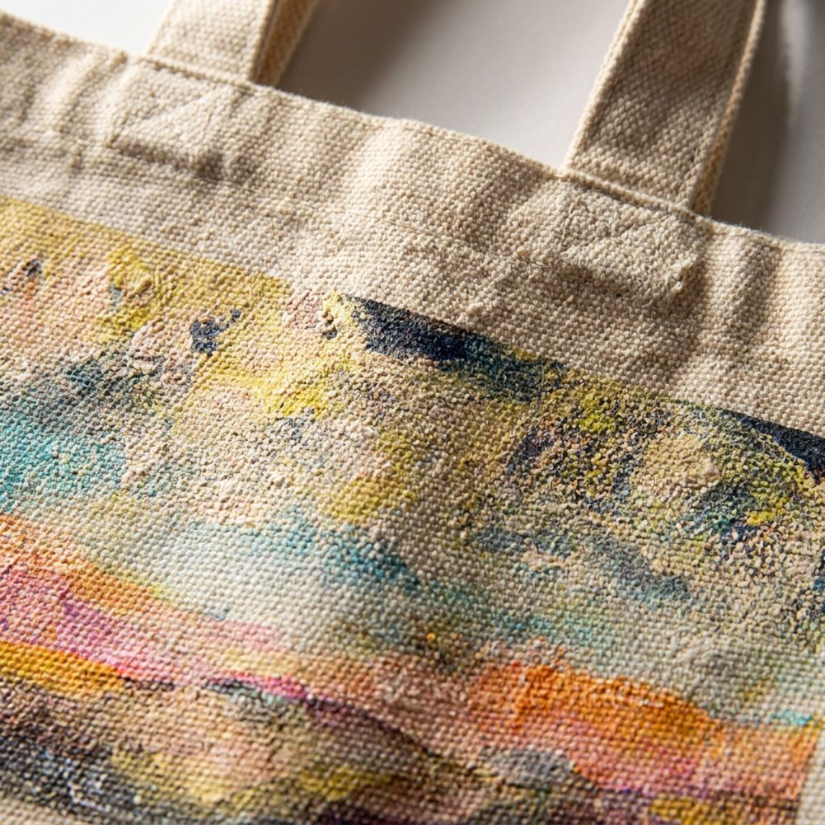 Oversized Tote Bag Desert Landscape Painting Fine Art Home Decor Colorful Modern Abstract Gift Idea for Art Lovers Canvas Cotton Large Purse