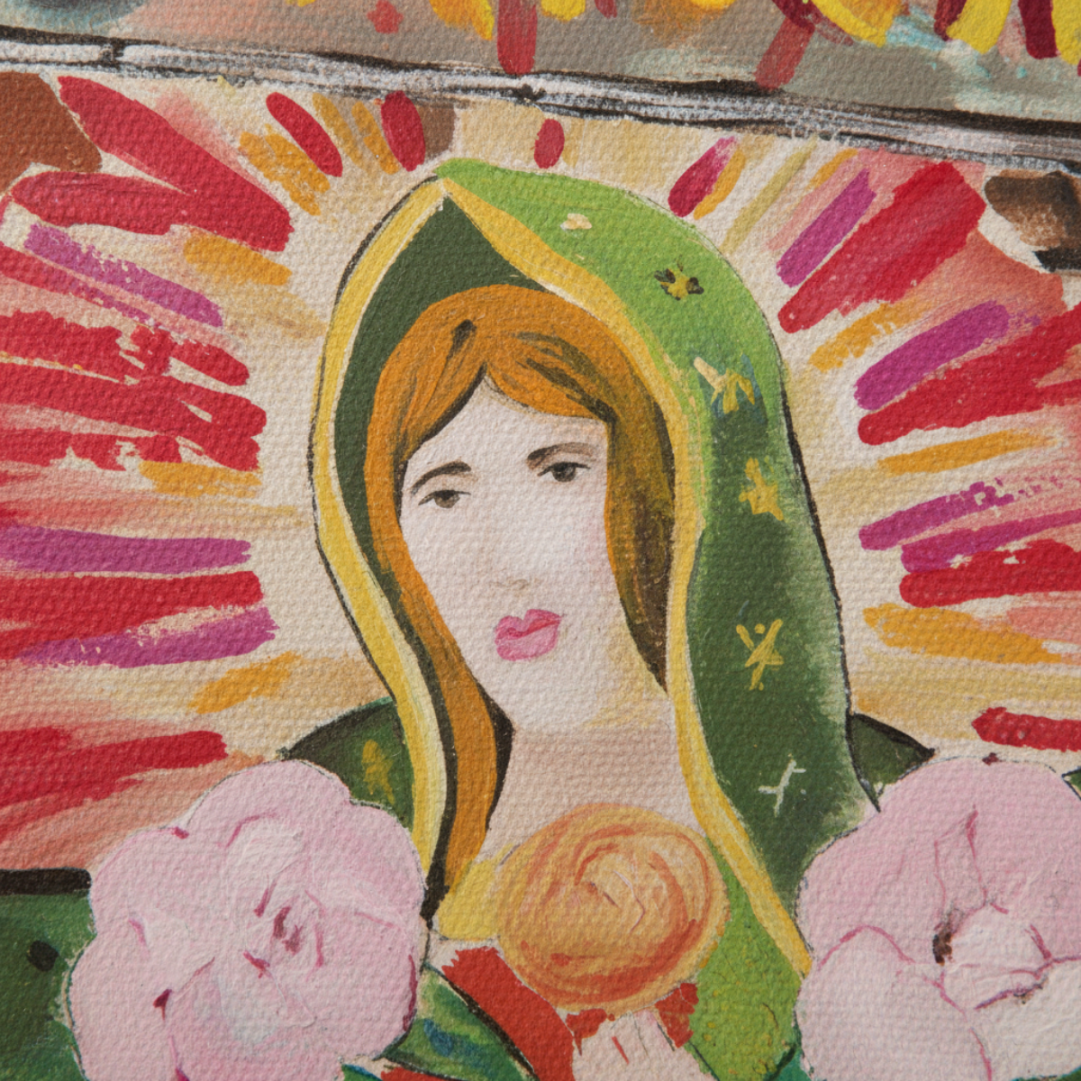 Oversized Tote Madonna Religious Painting Print Colorful Modern Home Décor Fine Art Gift Idea for Art Lovers Christian Large Purse Cotton