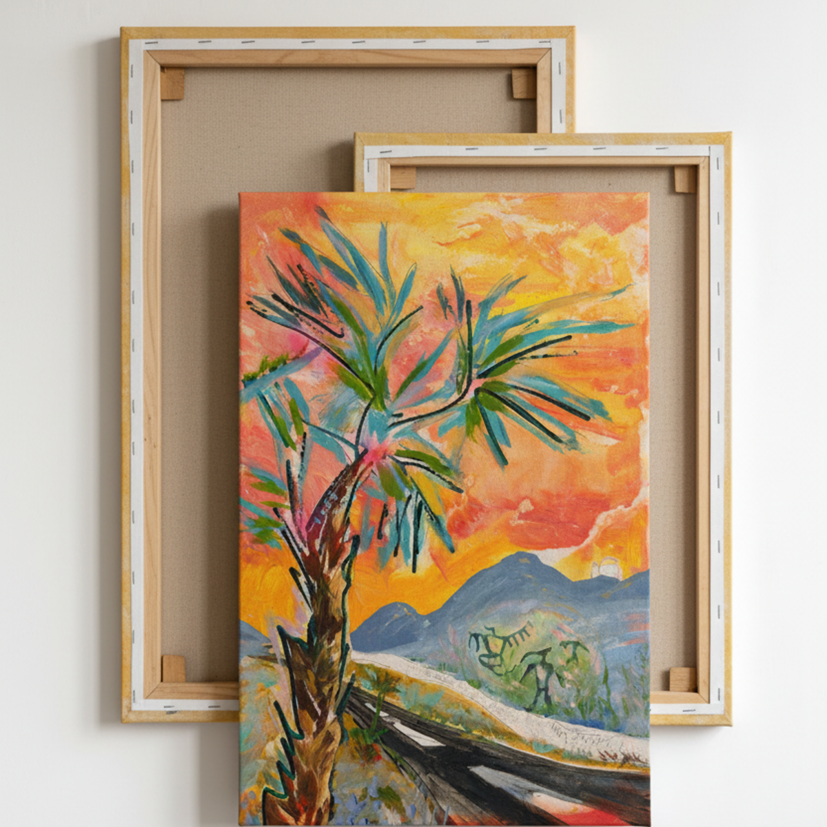 Palm Tree Canvas Landscape Painting Print Colorful Modern Wall Art Home Décor Fine Art Gift Idea for Art Lovers Custom Large Moving Abstract