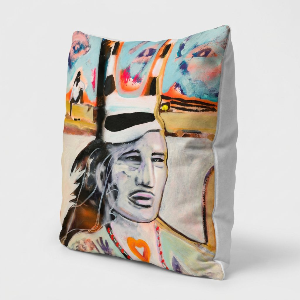 Cotton Pillow Hopi Native Modern Colorful Home Décor Fine Art Painting Print Abstract Gift Idea for Art Lovers Nature Housewarming Landscape