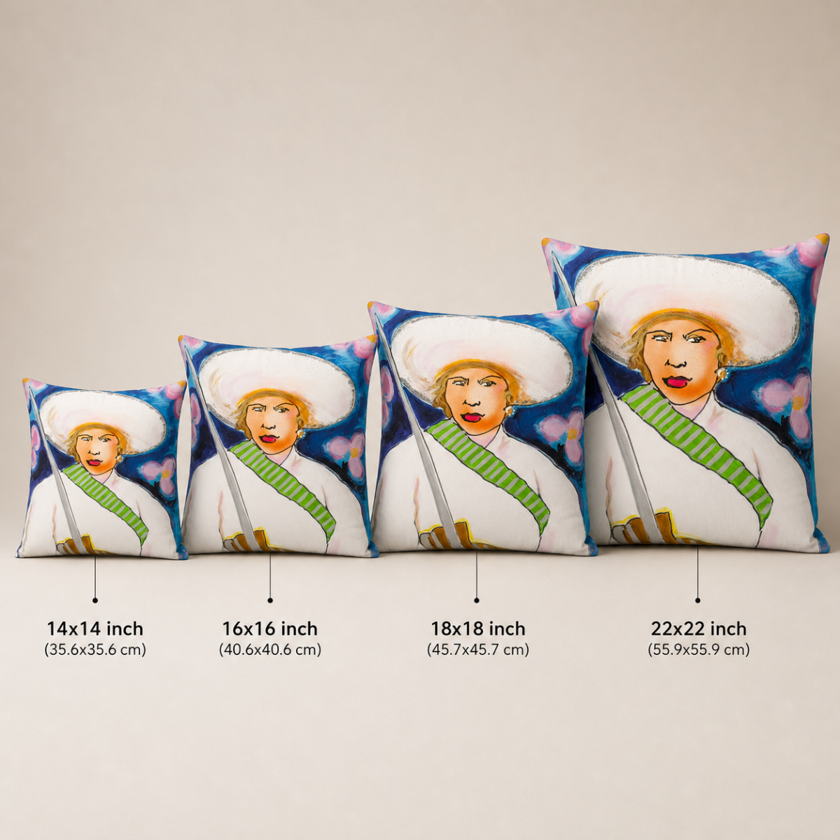 Cotton Pillow Woman Painting Portrait Print Colorful Modern Home Décor Fine Art Gift Idea for Art Lovers Nature Abstract Hispanic Housewarming