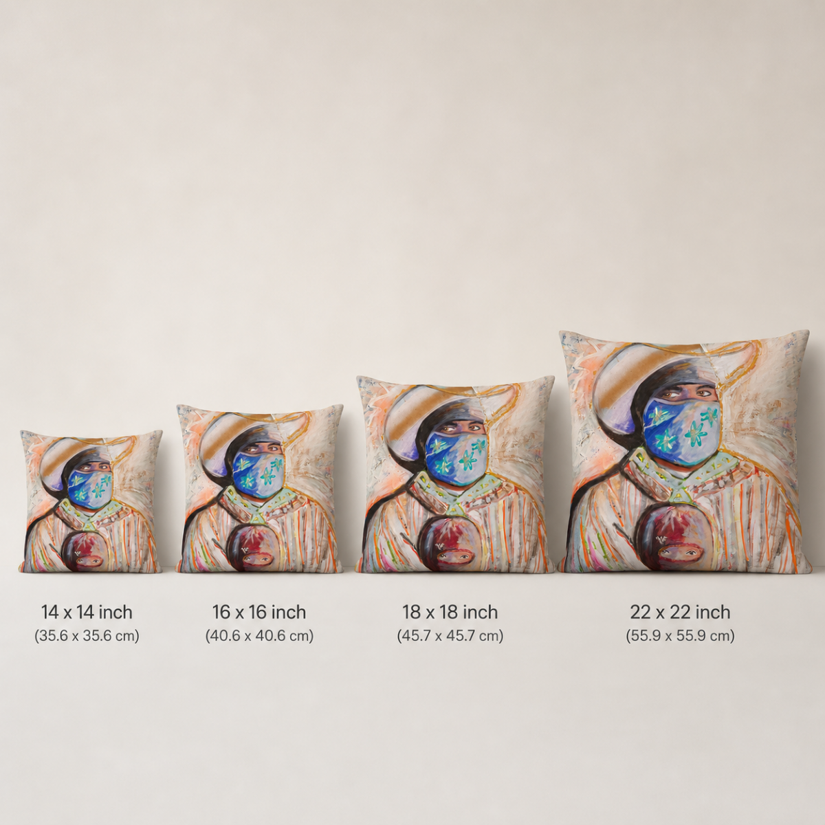 Cotton Pillow Hispanic Gaucho Vaquero Modern Colorful Home Décor Fine Art Painting Print Abstract Gift Idea for Art Lovers Housewarming