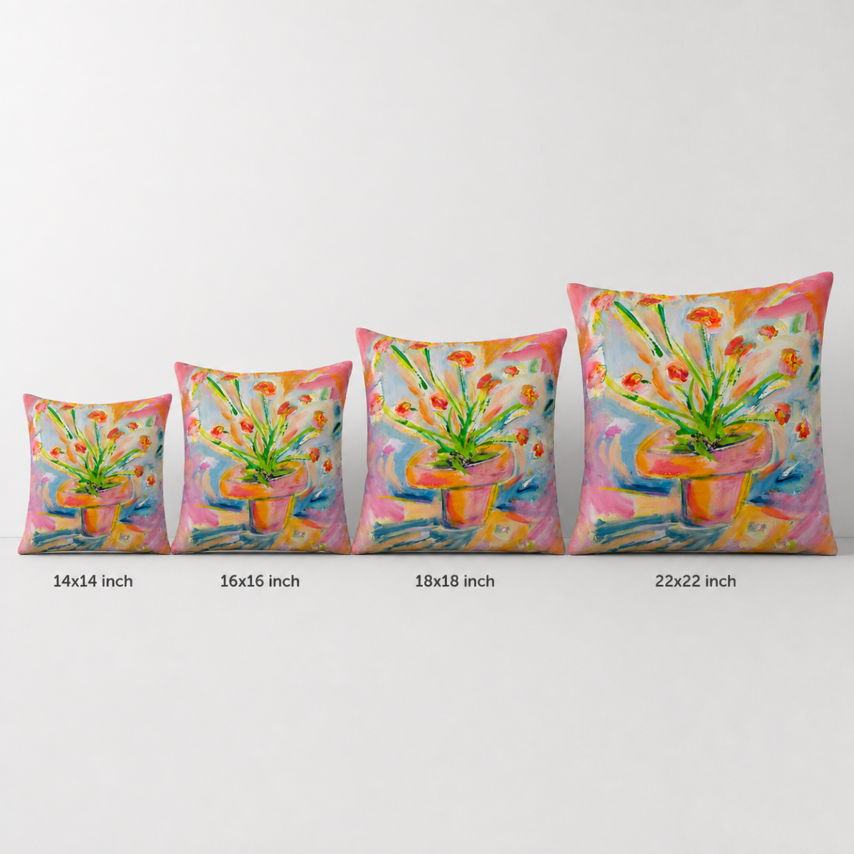Cotton Pillow Floral Painting Print Fine Art Home Decor Colorful Modern Abstract Gift Idea for Art Lovers Custom Personalized Throw Accent