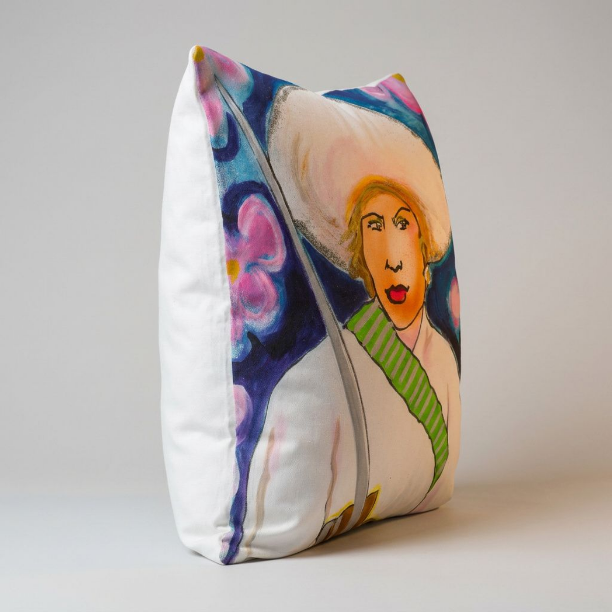 Cotton Pillow Woman Painting Portrait Print Colorful Modern Home Décor Fine Art Gift Idea for Art Lovers Nature Abstract Hispanic Housewarming