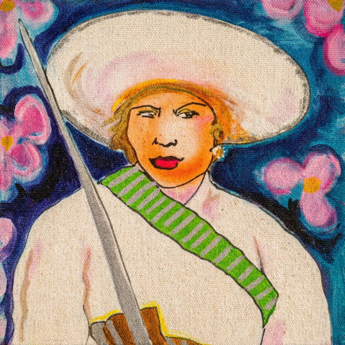 Cotton Pillow Woman Painting Portrait Print Colorful Modern Home Décor Fine Art Gift Idea for Art Lovers Nature Abstract Hispanic Housewarming