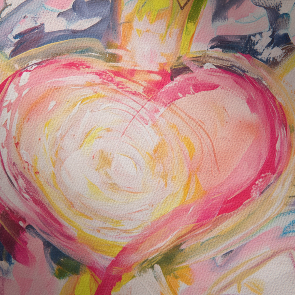 Oversized Tote Bag Heart Painting Print Fine Art Home Decor Colorful Modern Abstract Gift Idea for Art Lovers Canvas Custom Personalized