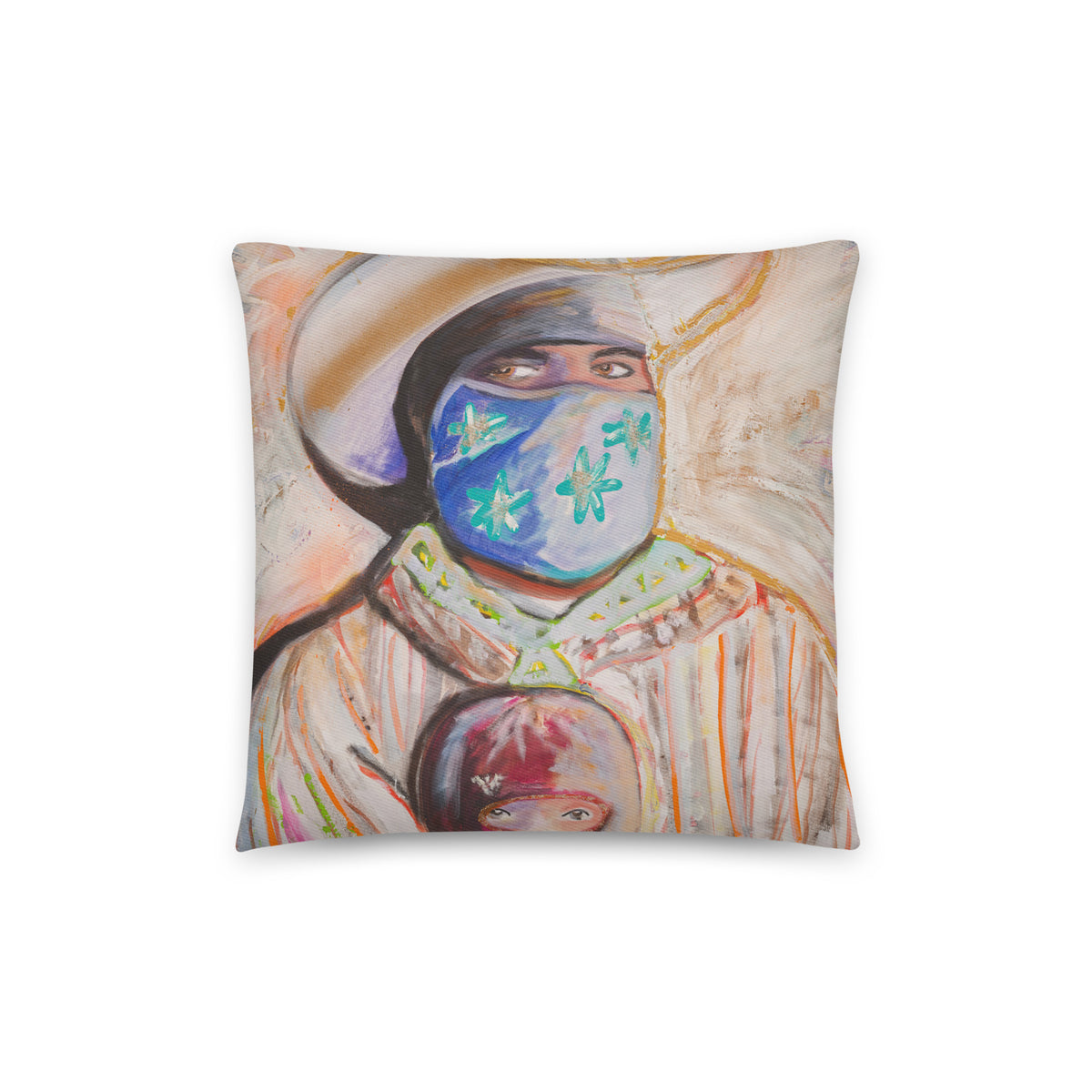 Cotton Pillow Hispanic Gaucho Vaquero Modern Colorful Home Décor Fine Art Painting Print Abstract Gift Idea for Art Lovers Housewarming