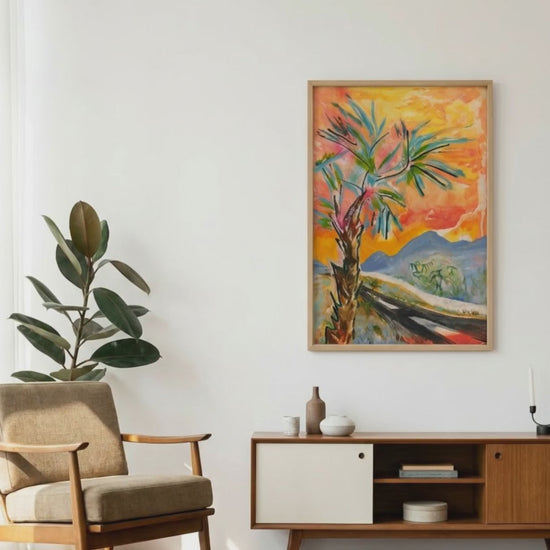 Palm Tree Canvas Landscape Painting Print Colorful Modern Wall Art Home Décor Fine Art Gift Idea for Art Lovers Custom Large Moving Abstract