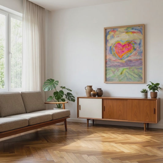 Heart Canvas Landscape Painting Print Colorful Modern Wall Art Home Décor Fine Art Gift Idea Art Lovers Nature Redecorate Large Abstract