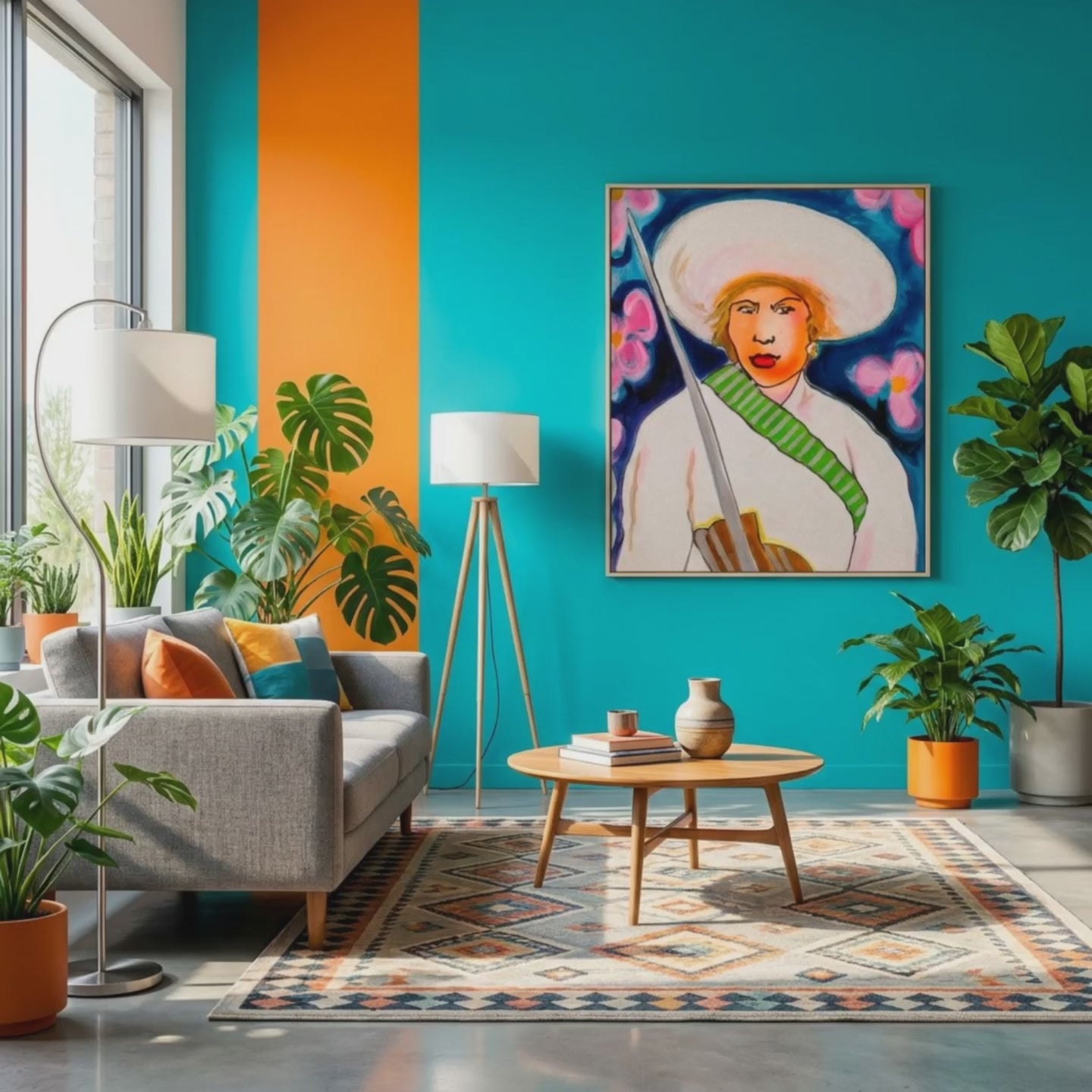 Woman Canvas Painting Portrait Print Colorful Modern Wall Art Home Décor Fine Art Gift Idea for Art Lover Nature Large Abstract Hispanic