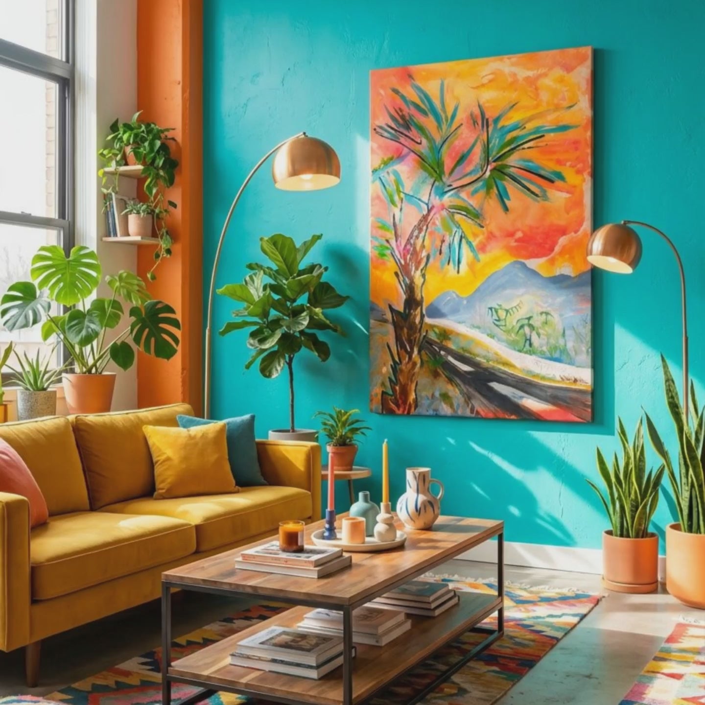 Palm Tree Canvas Landscape Painting Print Colorful Modern Wall Art Home Décor Fine Art Gift Idea for Art Lovers Custom Large Moving Abstract