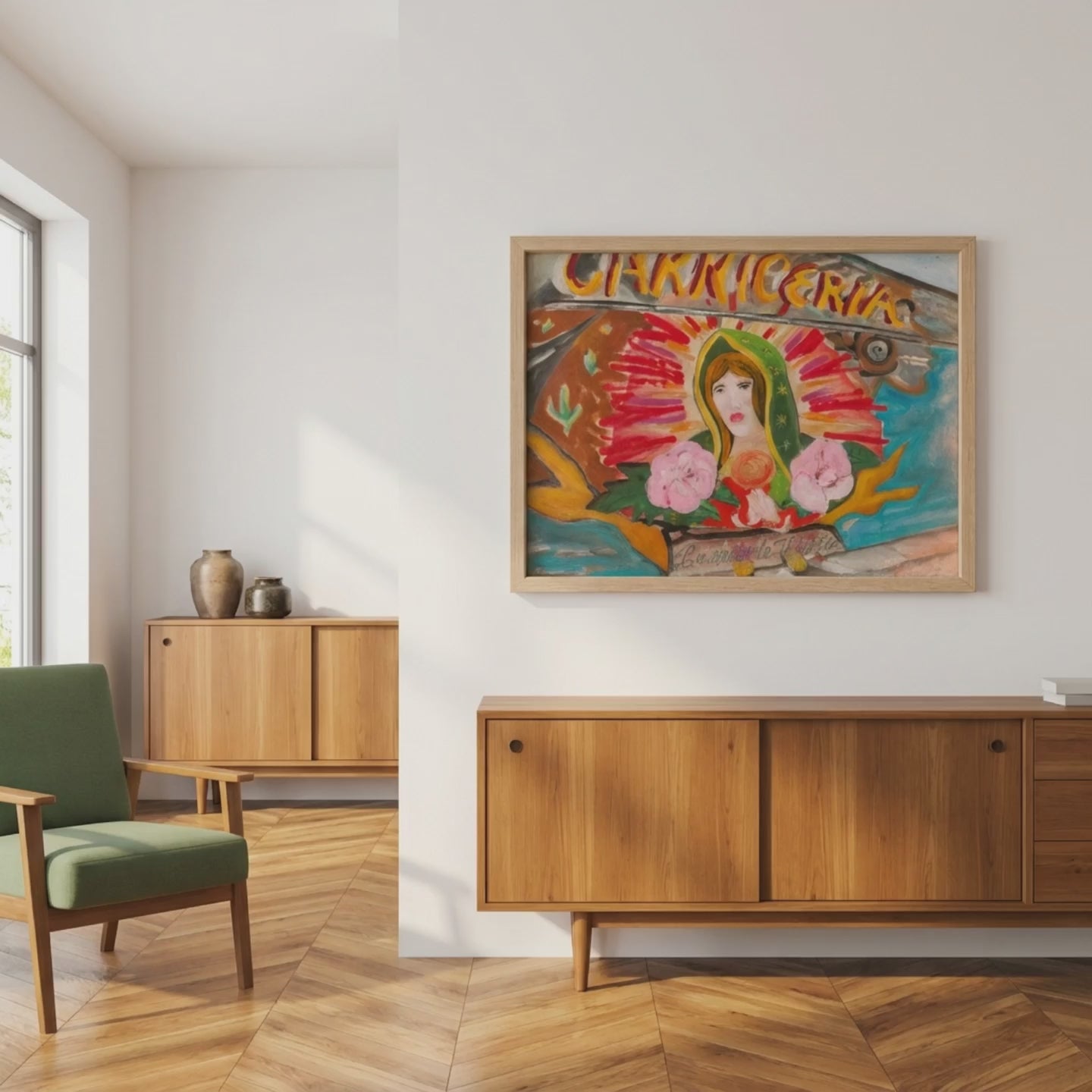 Madonna Canvas Religious Painting Print Colorful Modern Wall Art Mary Home Décor Fine Art Gift Idea for Art Lovers Christian Large Redecorate